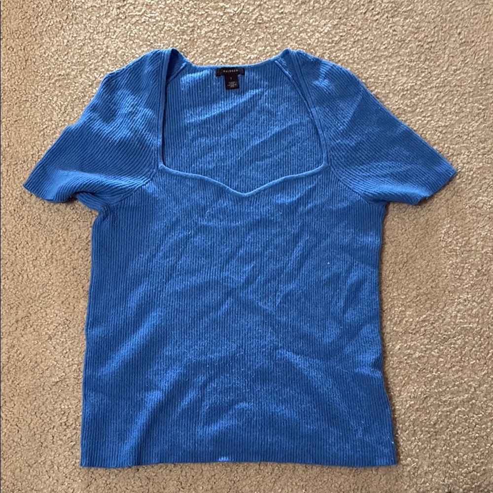 Halogen Blue Ribbed Sweater
